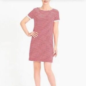 J. Crew Red and white Striped 100% cotton ruffled shortsleeve Mini Dress Size S